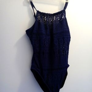 Aqua Green Blue One Piece Swimsuit Sz XL EUC